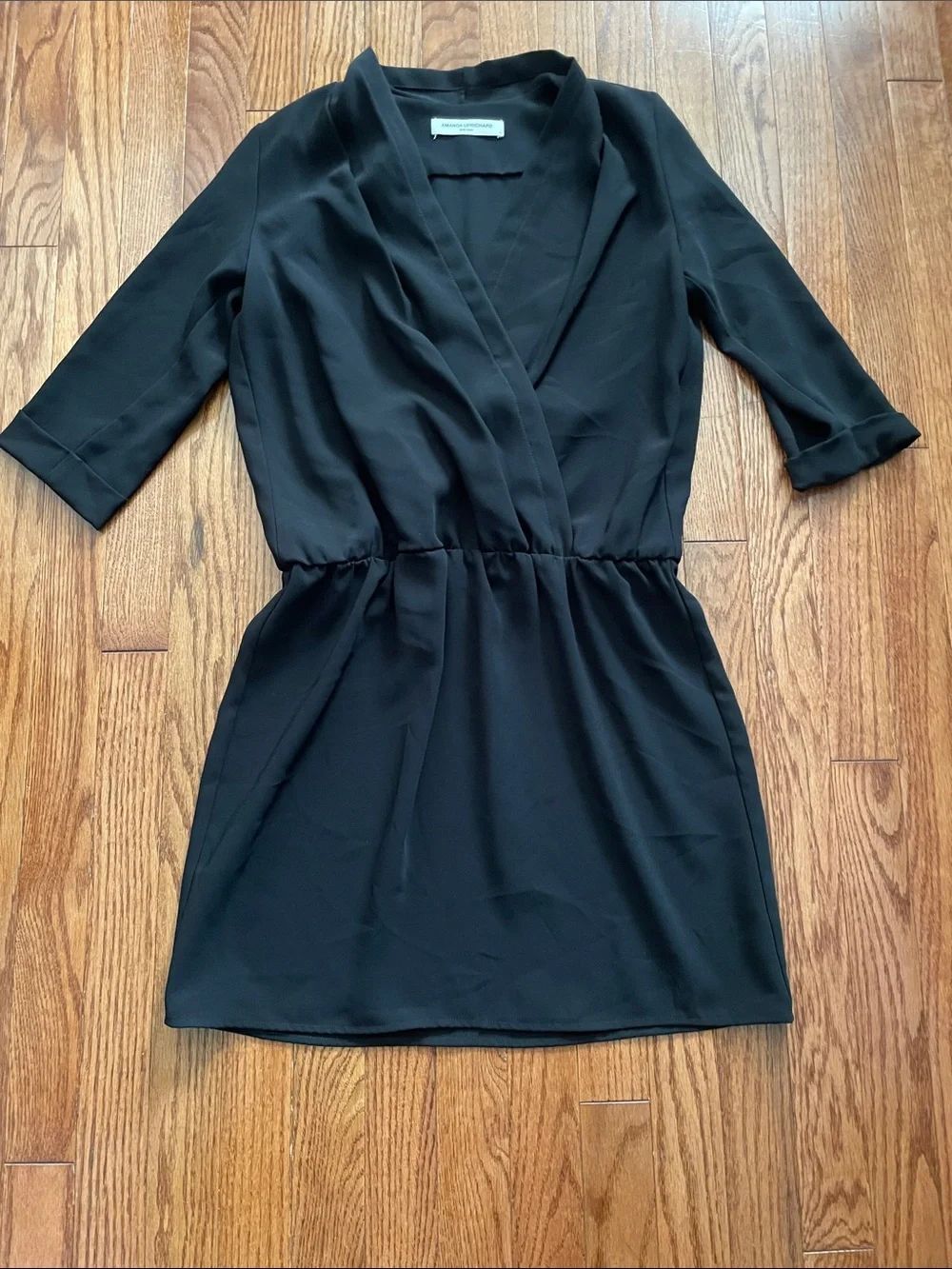 Amanda Uprichard Black Wrap 3/4 Sleeve Dress Women’s Sz Small